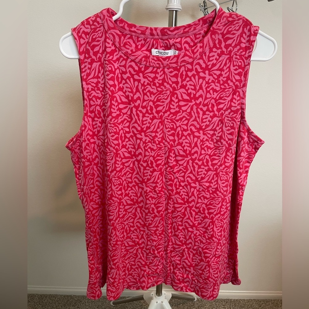 Chico's Vibrant Pink Patterned Muscle Tee
